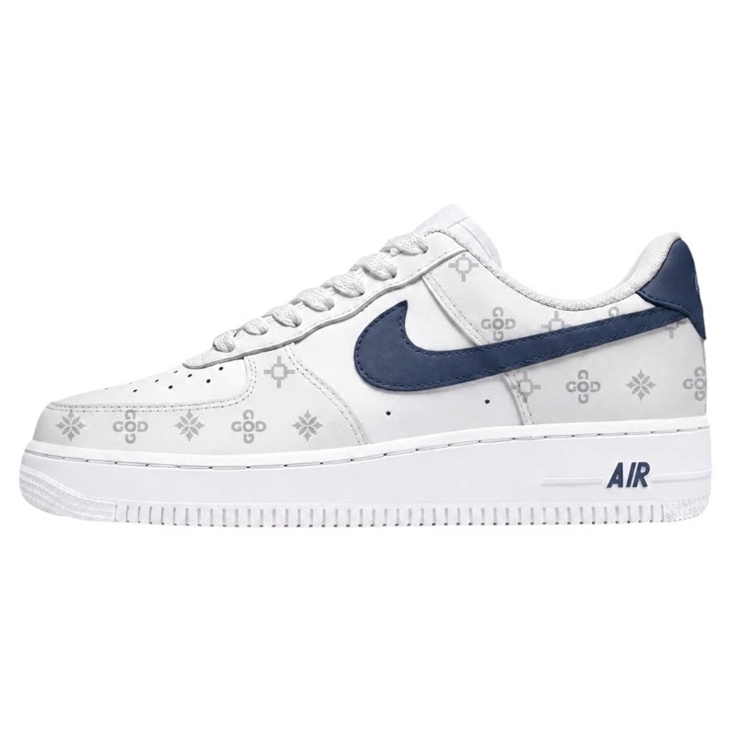 【定制球鞋】NikeAirForce1空军一号手绘DIY蓝花序 情侣低帮 板鞋