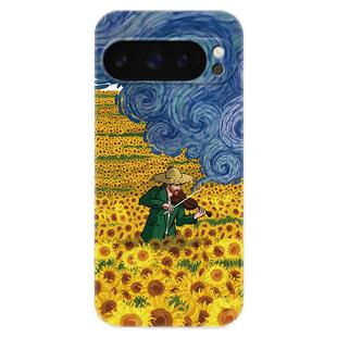 拉琴梵高适用谷歌Pixel10手机壳9pro/8/7/6A文艺XL小清新可爱油画女款气囊防摔软