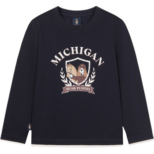 暇步士童装儿童长袖t恤25秋装新品男童学院风圆领衫女童休闲上衣