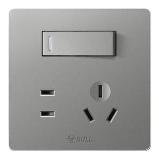 公牛插座旗舰一开五孔墙壁插座开关双控带开关面板单开5孔G12灰