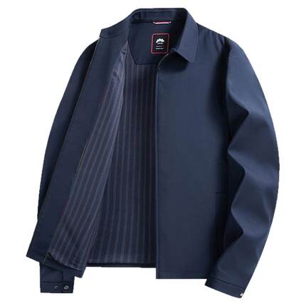 春季新款中老年行政夹克男士父亲外套爸爸干部装休闲翻领老年棉服