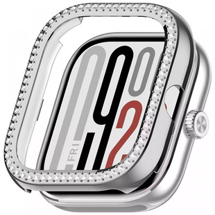 适用红米watch6表带新款ins镶钻保护壳小米redmiwatch5代小香风PC半包闪钻壳小米watch6/5/4闪钻壳钢化膜一体