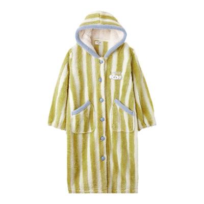 西瓜条纹儿童睡袍珊瑚绒可外穿
