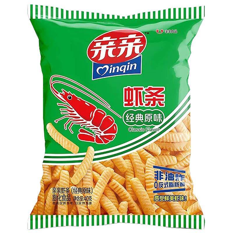 亲亲虾条大包装80g原味膨化食品