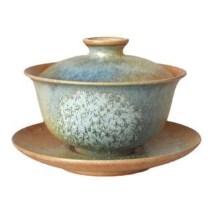 景德镇松针釉纯手工三才盖碗窑变釉结晶茶具大号泡茶盖碗 160ml