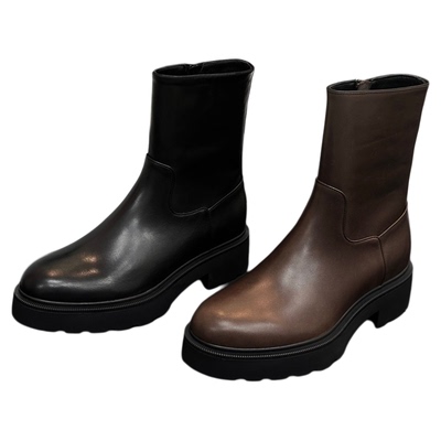 ANDS MB THE ROW 纯原单马丁靴子新款粗跟短靴真皮厚底短筒骑士靴