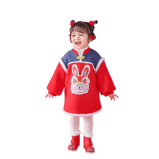 【年服系列】女童新年裙子冬季2025新款儿童洋气中长款连衣裙冬装