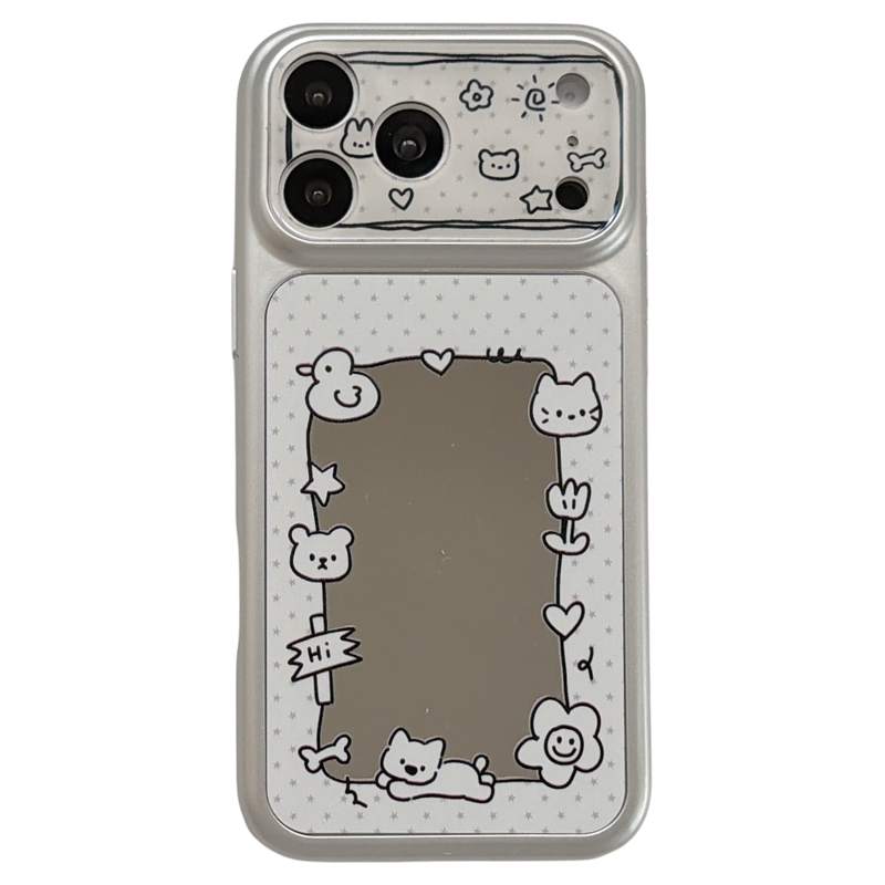 jze韩系ins简约星星线条小动物镜面适用苹果17ProMax手机壳iphone15新款16pro大视窗17pro电镀防摔手机套14女