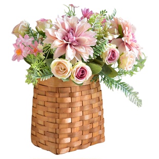 ins风仿真植物墙面装饰小雏菊假花室内墙壁挂篮假花电视背景遮丑