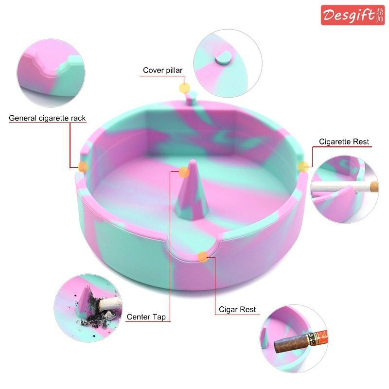 批发烟灰缸高颜值硅胶盅烟式便捷夜光灰飞摔防带盖创意烟盒防个性
