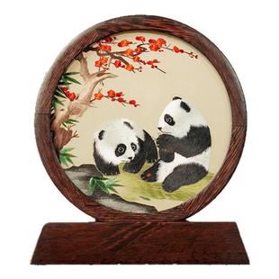 苏州苏绣双面绣摆件刺绣熊猫非遗摆台中国风特色礼品伴手礼送老外