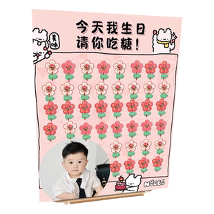 请你吃糖儿童生日周岁KT板定制迎宾牌网红宝宝百日宴布置装饰道具