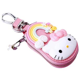 高档牛皮车用钥匙包女韩国创意可爱真皮汽车钥匙扣女士锁匙包腰挂