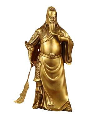 黄铜供奉中式家用武财神摆件招财