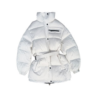 原创正品高货白鹅绒羽绒服女冬季中长款收腰显瘦立领宽松上衣外套