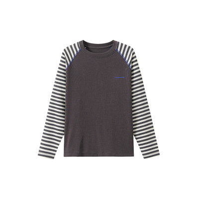 EAYA条纹羊毛衫打底T恤插肩长袖冬季内外搭男女童约羊毛T恤打底衫