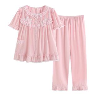 Rosemaid/罗丝美2025春夏新款15051纯棉60支梭织短袖睡衣家居服女