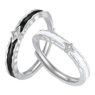 周大生新创荧光珐琅情侣对戒校园爱情系列小星愿银戒指生日礼物