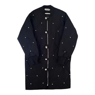 ZJ小众女装自制冬季新品珍珠棒球羽绒服90白鸭绒长款保暖外套显瘦