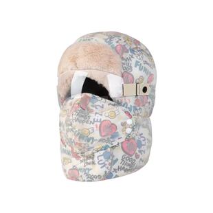 新款雷锋帽女秋冬保暖户外骑行电动车防寒面罩北方加绒加厚棉帽子