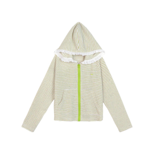 NORNOR陈大猪童装女童早春外套薄款好看长袖儿童条纹连帽上衣女孩