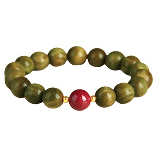 天然绿檀檀木手串朱砂转运珠盘玩新中式国风静心手链女款檀香佛珠