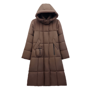 中长款收腰过膝羽绒棉服女2025新款秋冬高端大码加厚宝暖修身外套