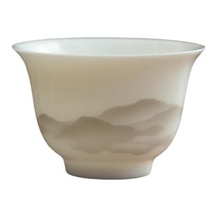 德化陶瓷功夫茶杯个人主人杯羊脂玉瓷单杯家用手工白瓷品茗杯茶具