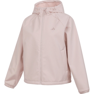 adidas阿迪达斯女子淡粉色上衣运动休闲连帽夹克外套KS2761