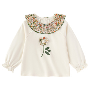 babylove【安心柔】女宝宝t恤春秋上衣纯棉婴幼儿衣服碎花童话