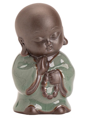 可爱茶宠弥勒佛茶台摆件紫砂禅意琴棋书画小和尚精品茶具可养茶玩