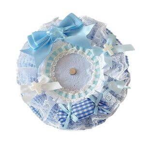 蕾丝蓝色吧唧托蝴蝶结手作谷美配58-75mm谷美徽章痛包diy材料配饰