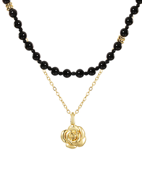 shes玫瑰黑玛瑙双层叠戴项链