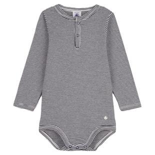 法国小帆船Petitbateau春夏纯棉polo领宝宝婴幼儿长袖包屁衣A05Q2