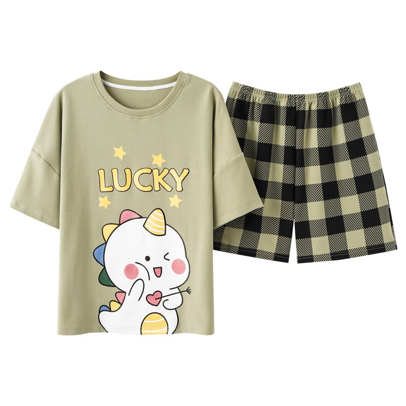 女韩版宽松可爱短袖家居服套装