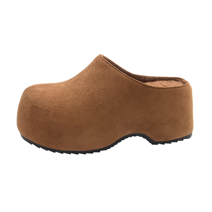 包头厚底增高勃肯鞋半拖女秋冬外穿2025新款穆勒一脚蹬加绒棉拖鞋