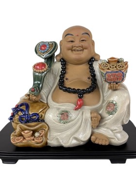 聚宝佛笑佛陶瓷摆件石湾公仔