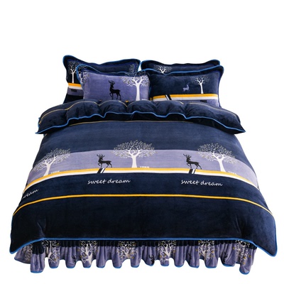 冬季高克重牛奶绒四件套