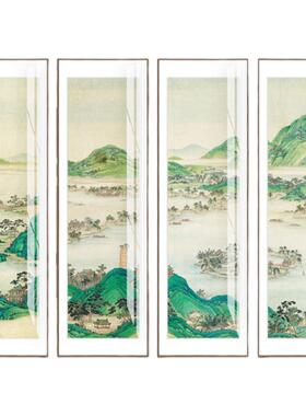 新中式沙发条屏西湖全景茶室国画