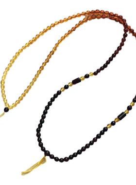 彩虹渐变琥珀项链蜜蜡血珀挂绳