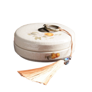 昙花和柿陶瓷火锅砚台不干墨砚台书法墨水双圈保湿防蒸发初学者练毛笔字磨墨研墨条墨池墨汁歙砚墨盒石砚水砚