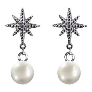 【AGD】COMPLETE99%石凯同款八芒星阴阳黑白珍珠耳钉吊坠小众耳环