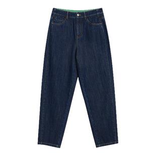 SANI商场同款法棍长裤纯棉牛仔裤女26秋冬复古撞色百搭显瘦休闲裤