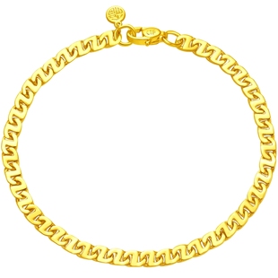 【新年礼物】周大福扣环Z字实心足金黄金手链计价EOF137男士