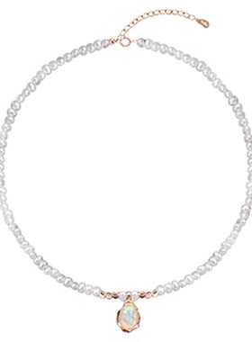 欧泊天然珍珠项链小众高级感