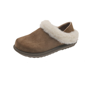 牛皮版~厚底加绒两穿勃肯鞋女2025新款羊羔毛博肯鞋软底休闲棉鞋