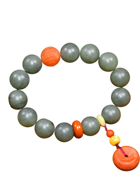 新疆和田玉籽料手链青花点墨