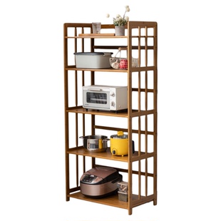 厨房置物架多层落地式微波炉烤箱架多功能锅具储物柜实木收纳架子