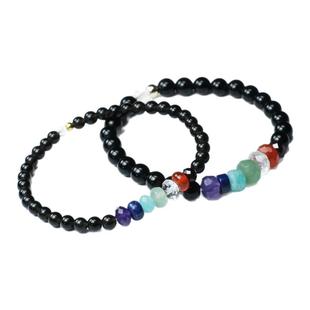 GD权志龙同款手链七彩生命石黑曜石手串gdragon周边七色水晶饰品