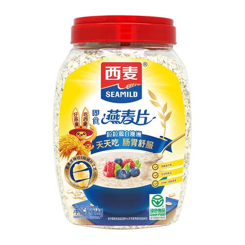 西麦燕麦片1000g罐装原味无蔗糖即食谷物代早餐营养饱腹冲饮燕麦